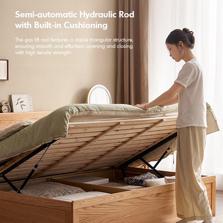 Scandinavian Oak Wood Storage Bed SHELTER