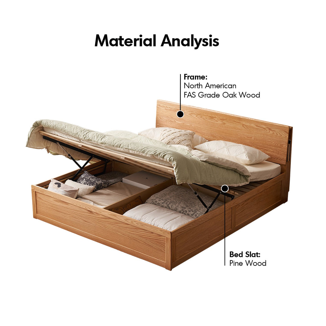 Scandinavian Oak Wood Storage Bed SHELTER