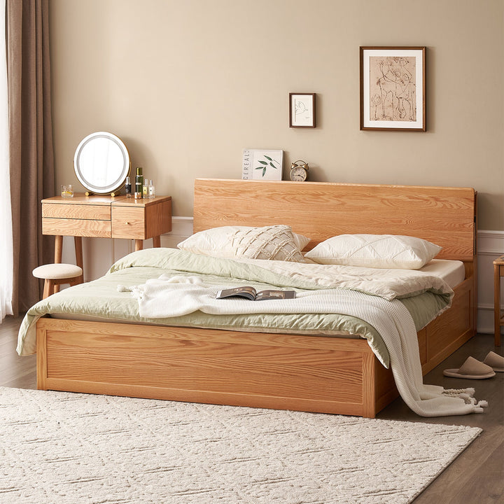 Scandinavian Oak Wood Storage Bed SHELTER