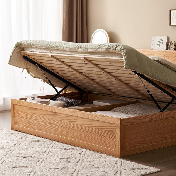 Scandinavian Oak Wood Storage Bed SHELTER