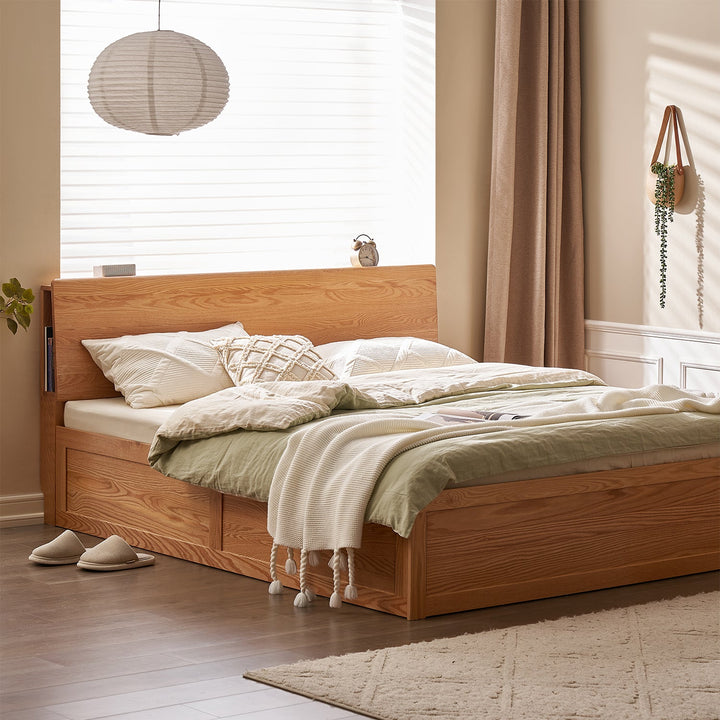 Scandinavian Oak Wood Storage Bed SHELTER