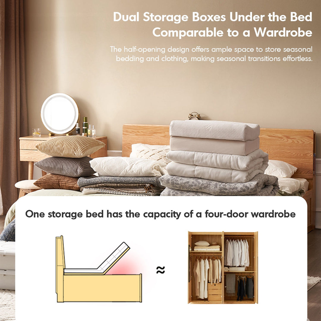 Scandinavian Oak Wood Storage Bed SHELTER