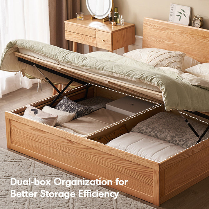 Scandinavian Oak Wood Storage Bed SHELTER