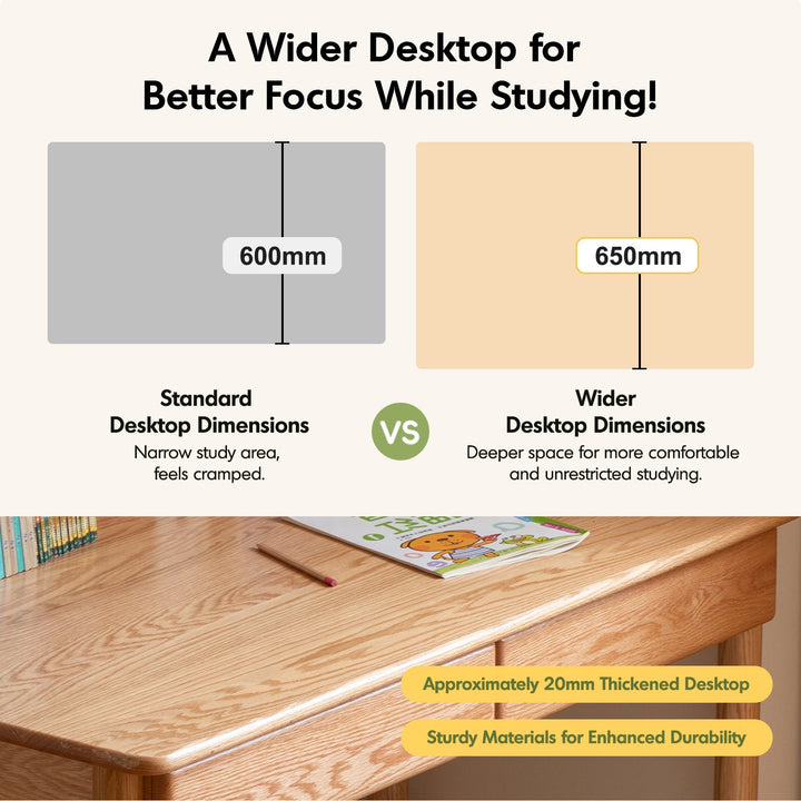 Scandinavian oak wood study table with shelf lumeo conceptual design.