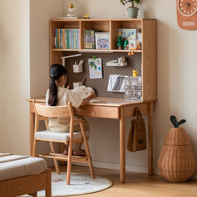 Scandinavian Oak Wood Study Table With Shelf LUMEO More Details and Instruction