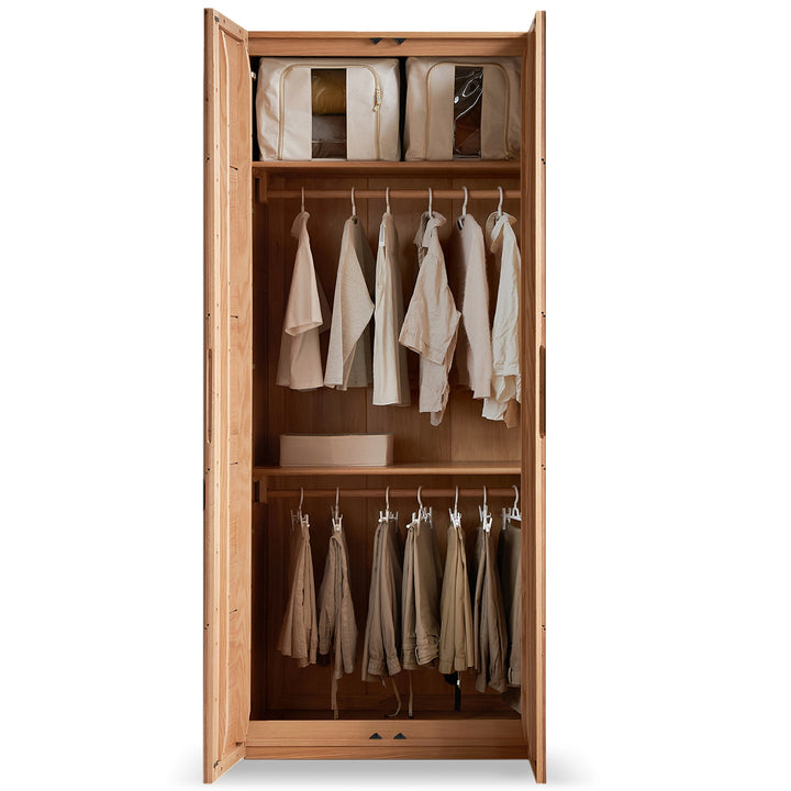 Scandinavian oak wood swing door wardrobe nestle detail 13.