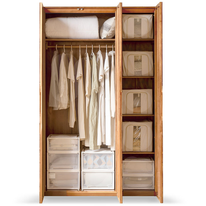 Scandinavian oak wood swing door wardrobe nestle detail 11.