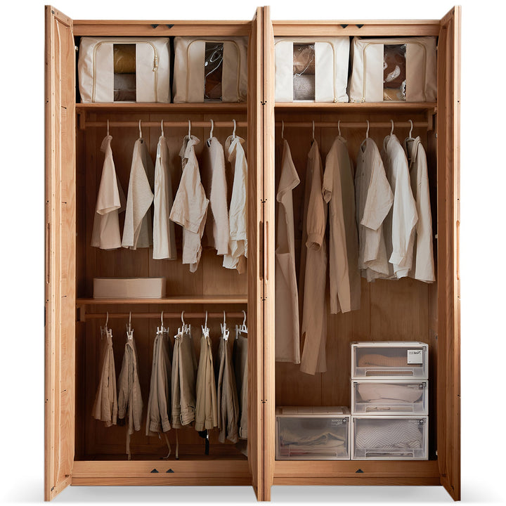 Scandinavian oak wood swing door wardrobe nestle detail 10.