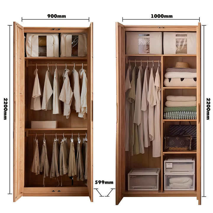 Scandinavian oak wood swing door wardrobe nestle size charts.