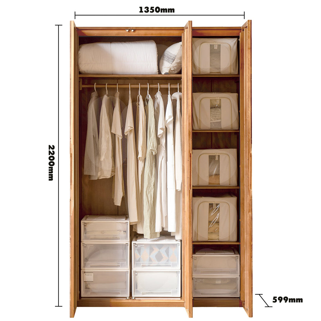 Scandinavian oak wood swing door wardrobe nestle color swatches.