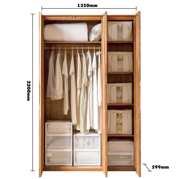 Scandinavian oak wood swing door wardrobe nestle color swatches.