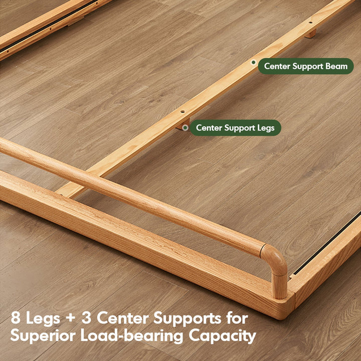 Scandinavian oak wood velvet cat scratch resistant fabric floor tatami bed cloud layered structure.