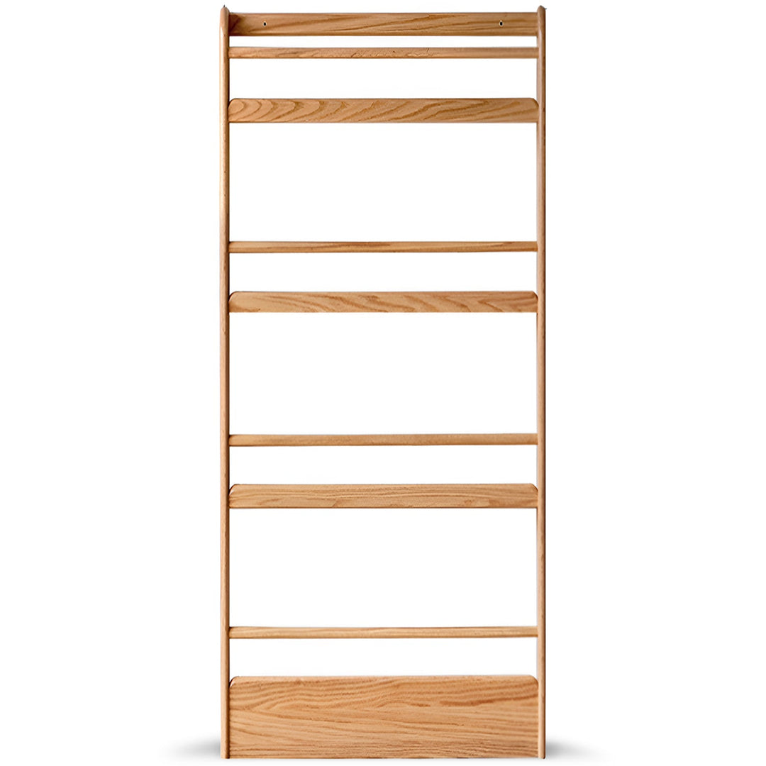 Scandinavian oak wood wall shelf bookshelf spire detail 15.