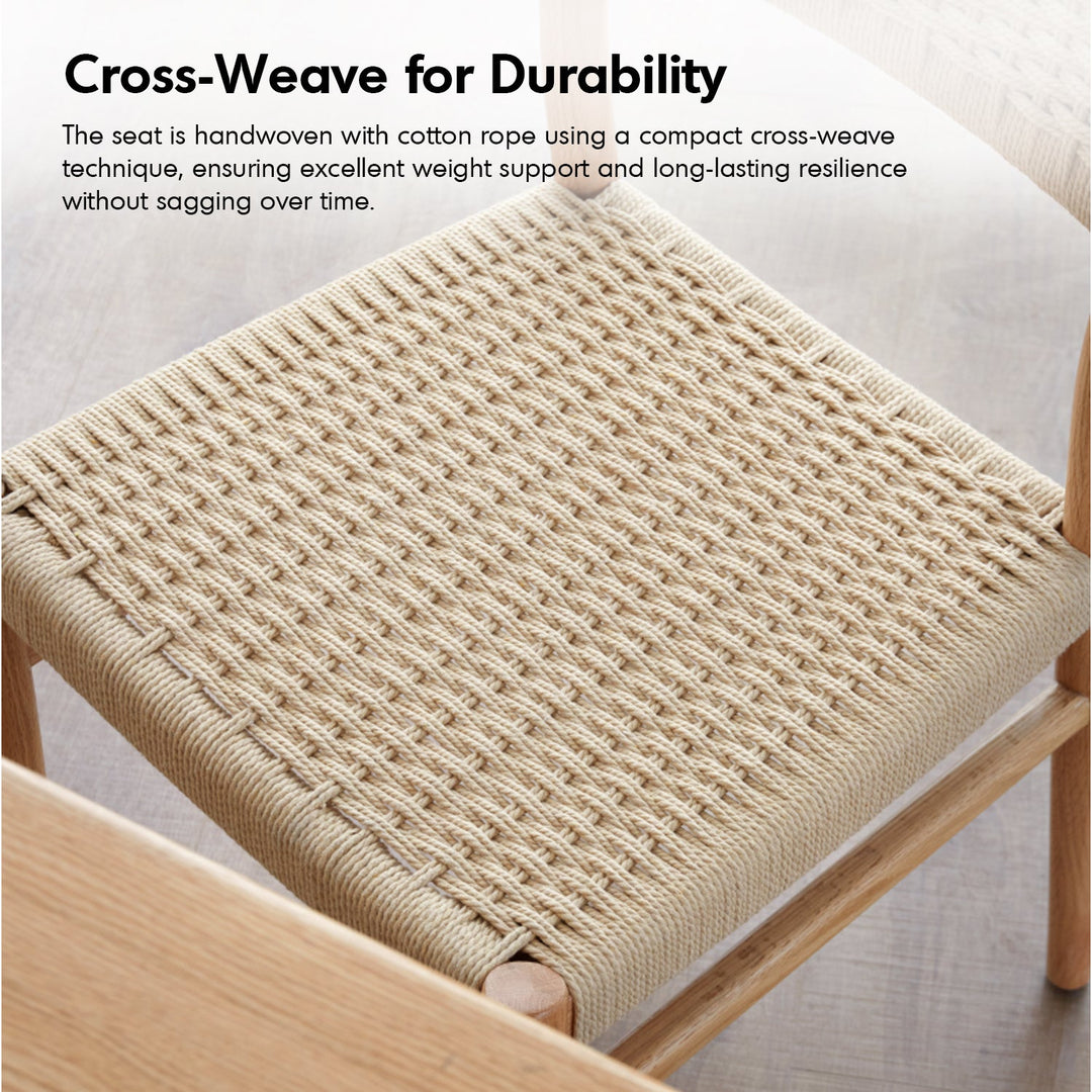 Scandinavian Oak Wood Woven Rope Dining Chair WEAVE