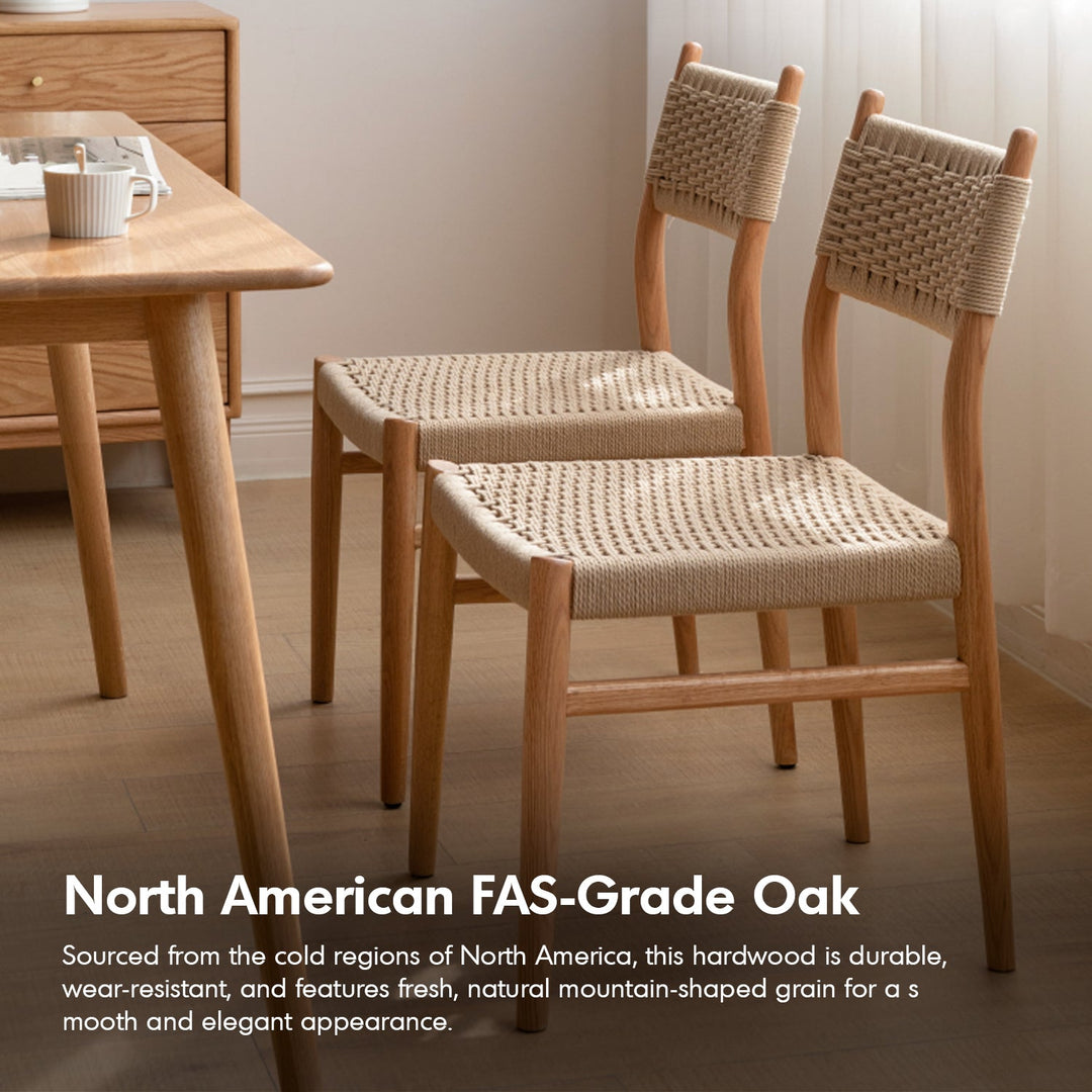 Scandinavian Oak Wood Woven Rope Dining Chair WEAVE