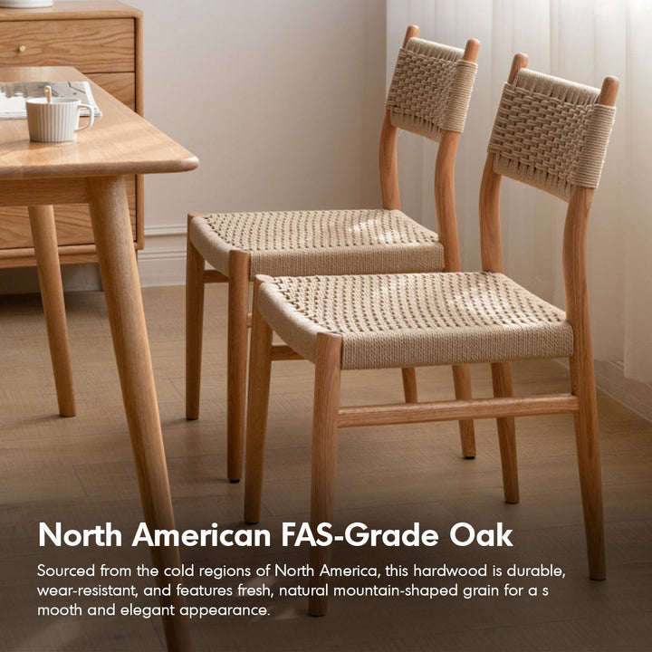 Scandinavian Oak Wood Woven Rope Dining Chair WEAVE