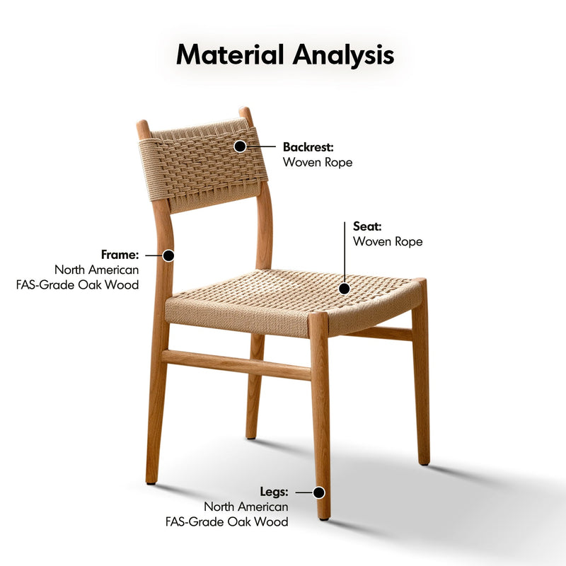 Scandinavian oak wood woven rope dining chair weave detail 5.