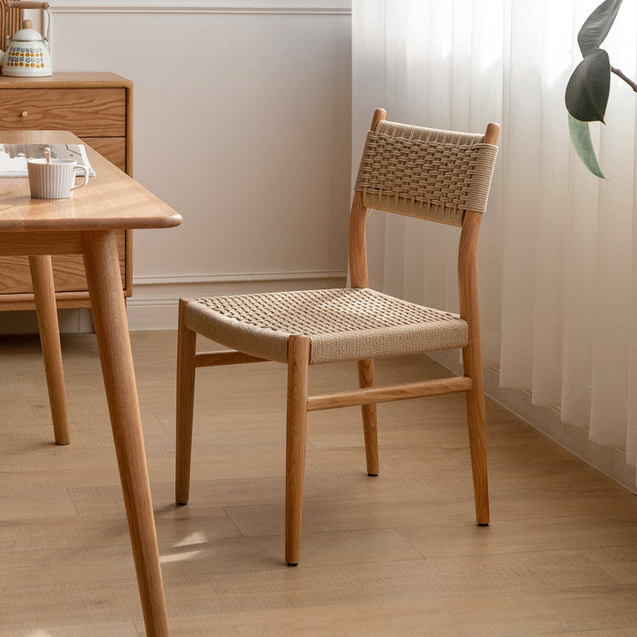 Scandinavian Oak Wood Woven Rope Dining Chair WEAVE