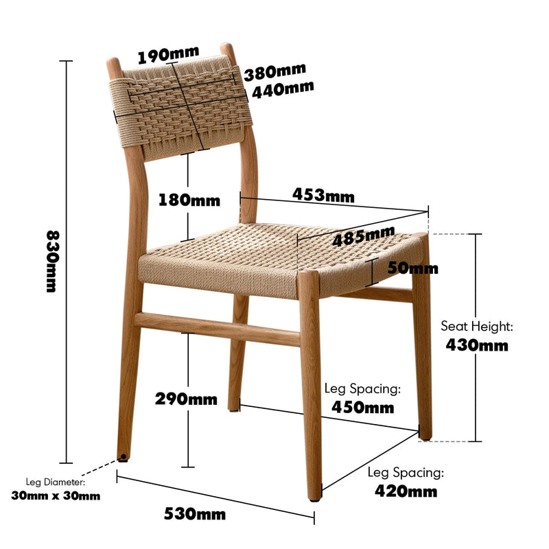 Scandinavian oak wood woven rope dining chair weave size charts.