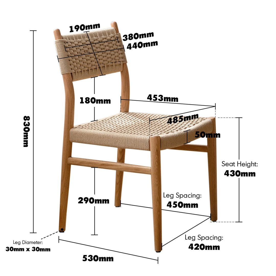 Scandinavian oak wood woven rope dining chair weave size charts.