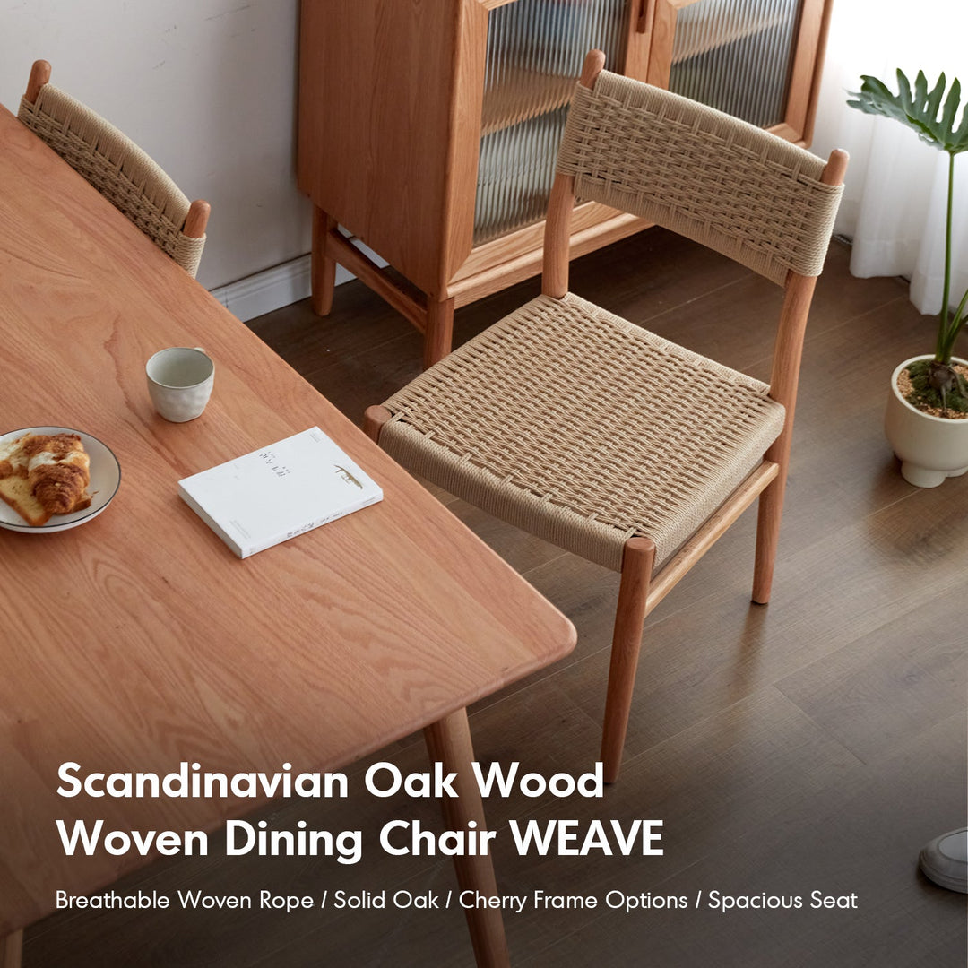 Scandinavian Oak Wood Woven Rope Dining Chair WEAVE