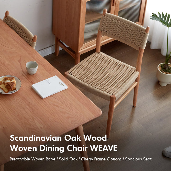 Scandinavian Oak Wood Woven Rope Dining Chair WEAVE