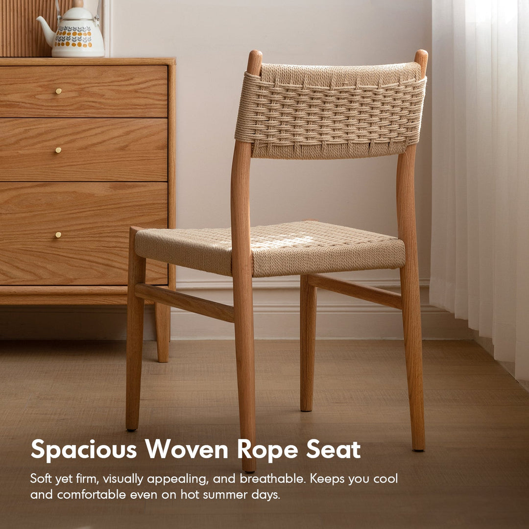 Scandinavian Oak Wood Woven Rope Dining Chair WEAVE