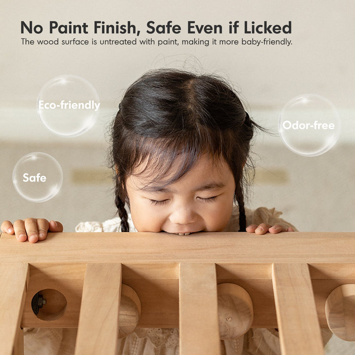 Scandinavian poplar wood extended splicing bed frame with mattress sela in still life.