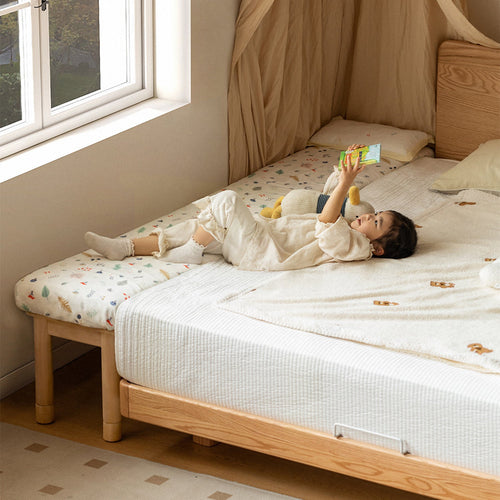 Scandinavian Poplar Wood Extended Splicing Bed Frame With Mattress SELA Good to Know Preview-1