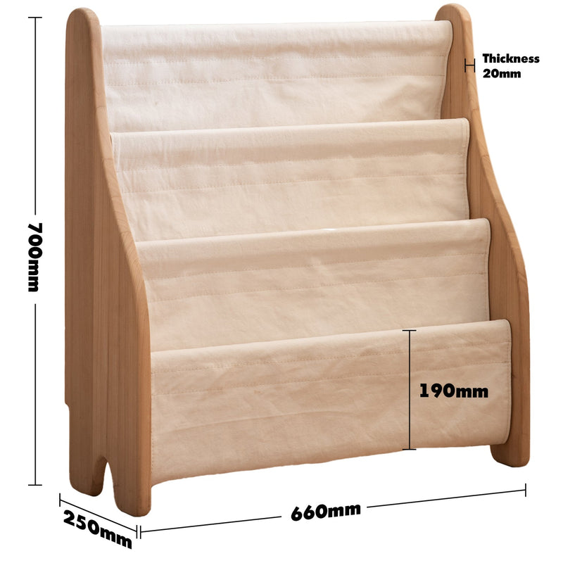 Scandinavian poplar wood kids bookshelf 4 layers luna size charts.