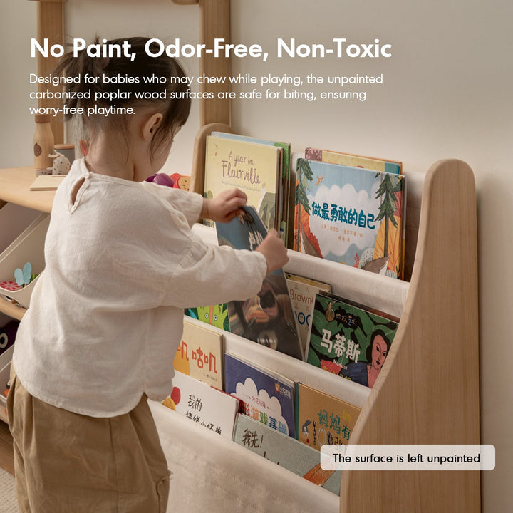 Scandinavian Poplar Wood Kids Bookshelf 4 Layers LUNA