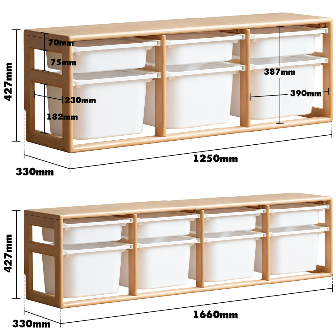 Scandinavian poplar wood kids storage drawer cabinet cubby material variants.