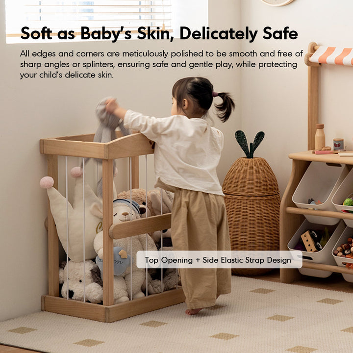 Scandinavian poplar wood storage basket luka in real life style.
