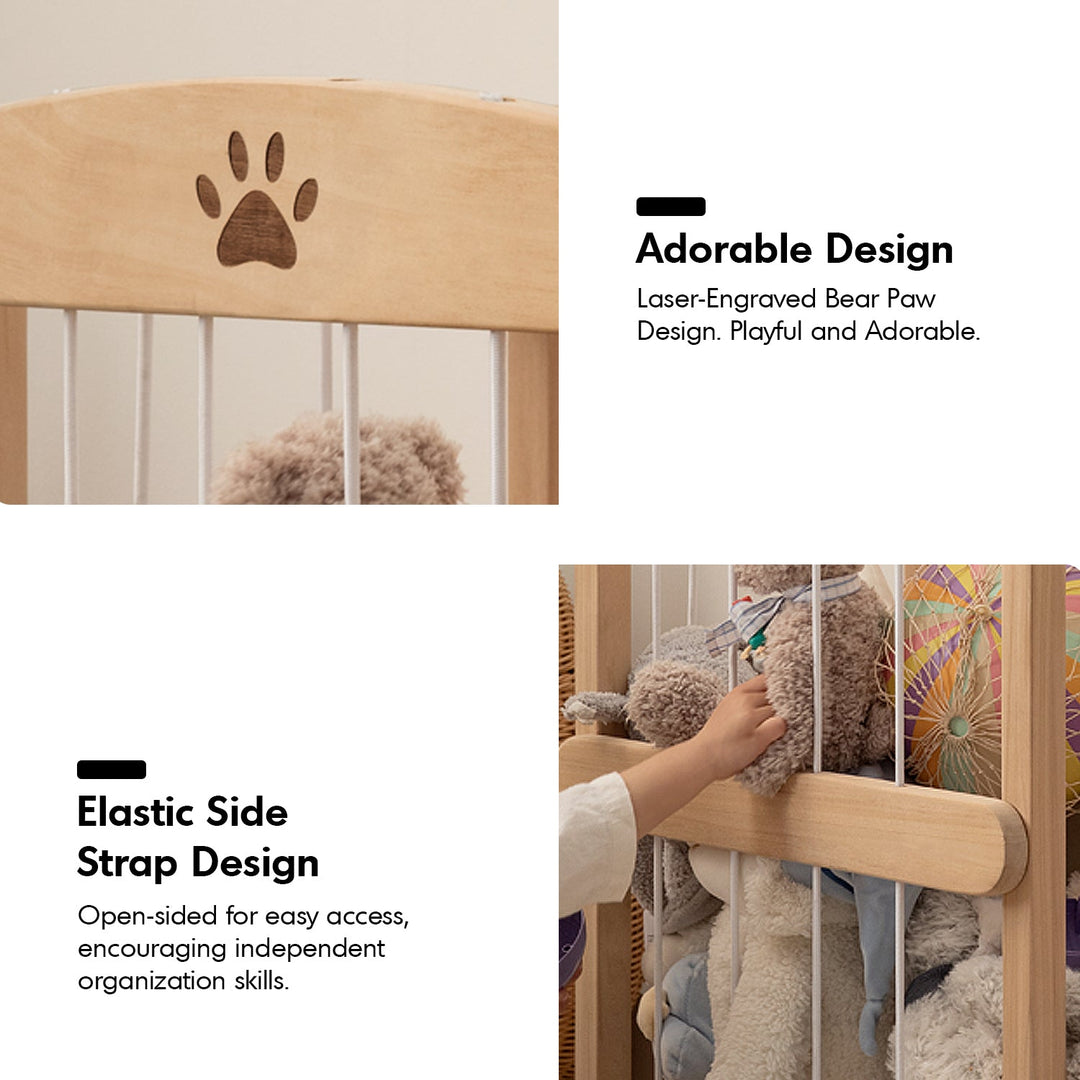 Scandinavian poplar wood storage basket luka in details.