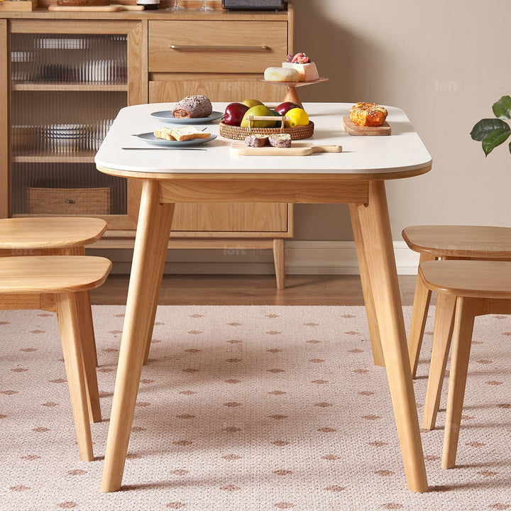 Scandinavian Rubber Wood Sintered Stone Dining Table TERRA
