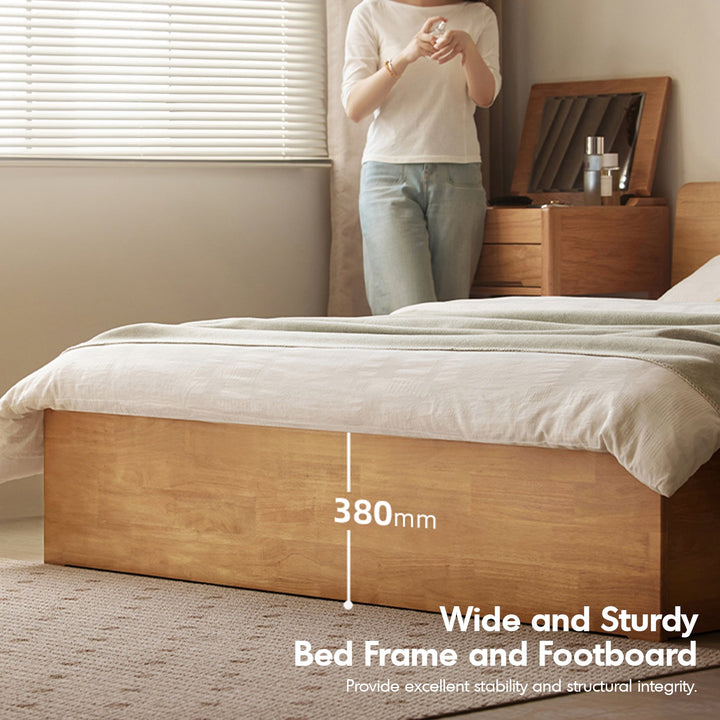 Scandinavian Rubber Wood Storage Bed BASE