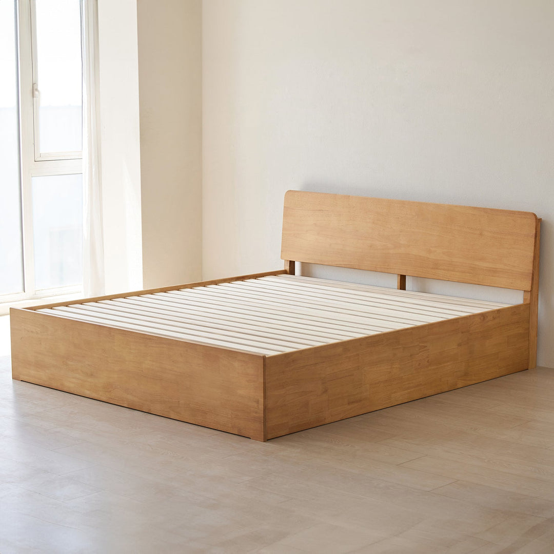 Scandinavian Rubber Wood Storage Bed BASE