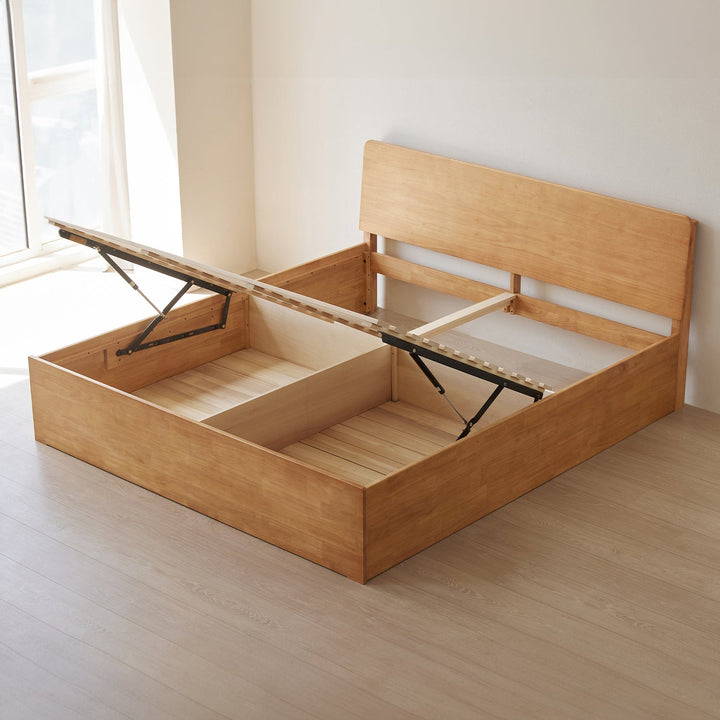 Scandinavian Rubber Wood Storage Bed BASE