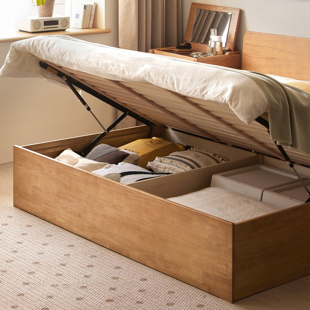 Scandinavian Rubber Wood Storage Bed BASE