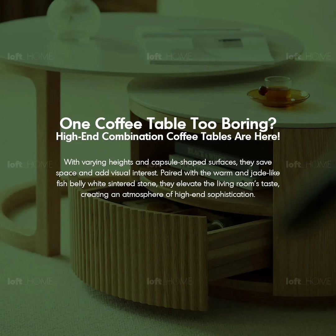 Scandinavian sintered stone coffee table wendel material variants.