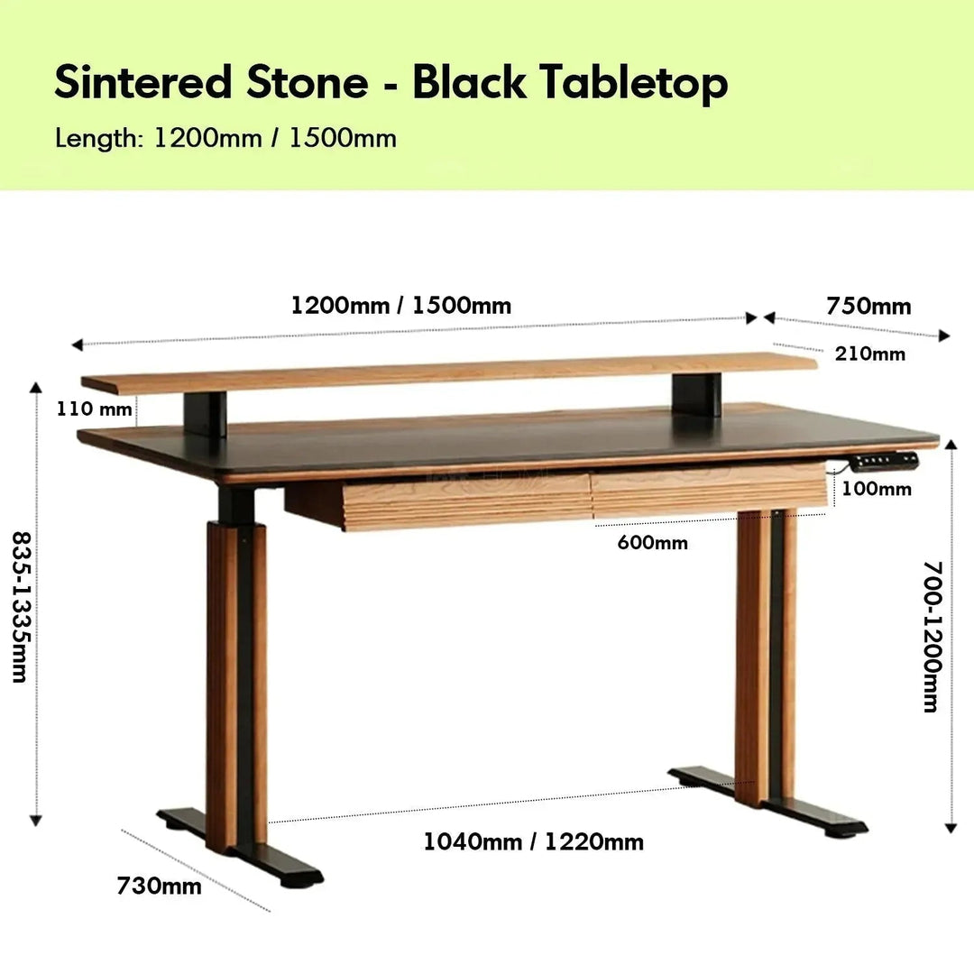 Scandinavian Sintered Stone Electric Height Adjustable Study Table ENCHANTED