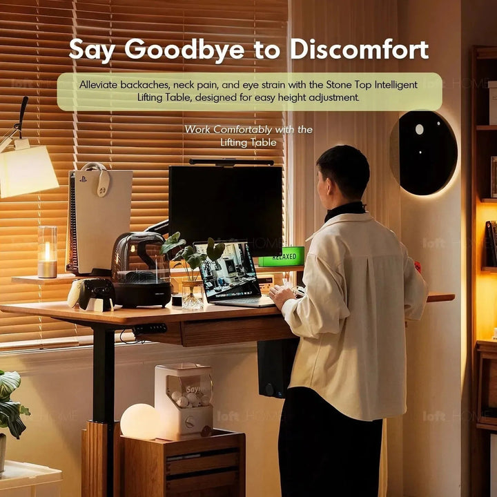 Scandinavian Sintered Stone Electric Height Adjustable Study Table ENCHANTED