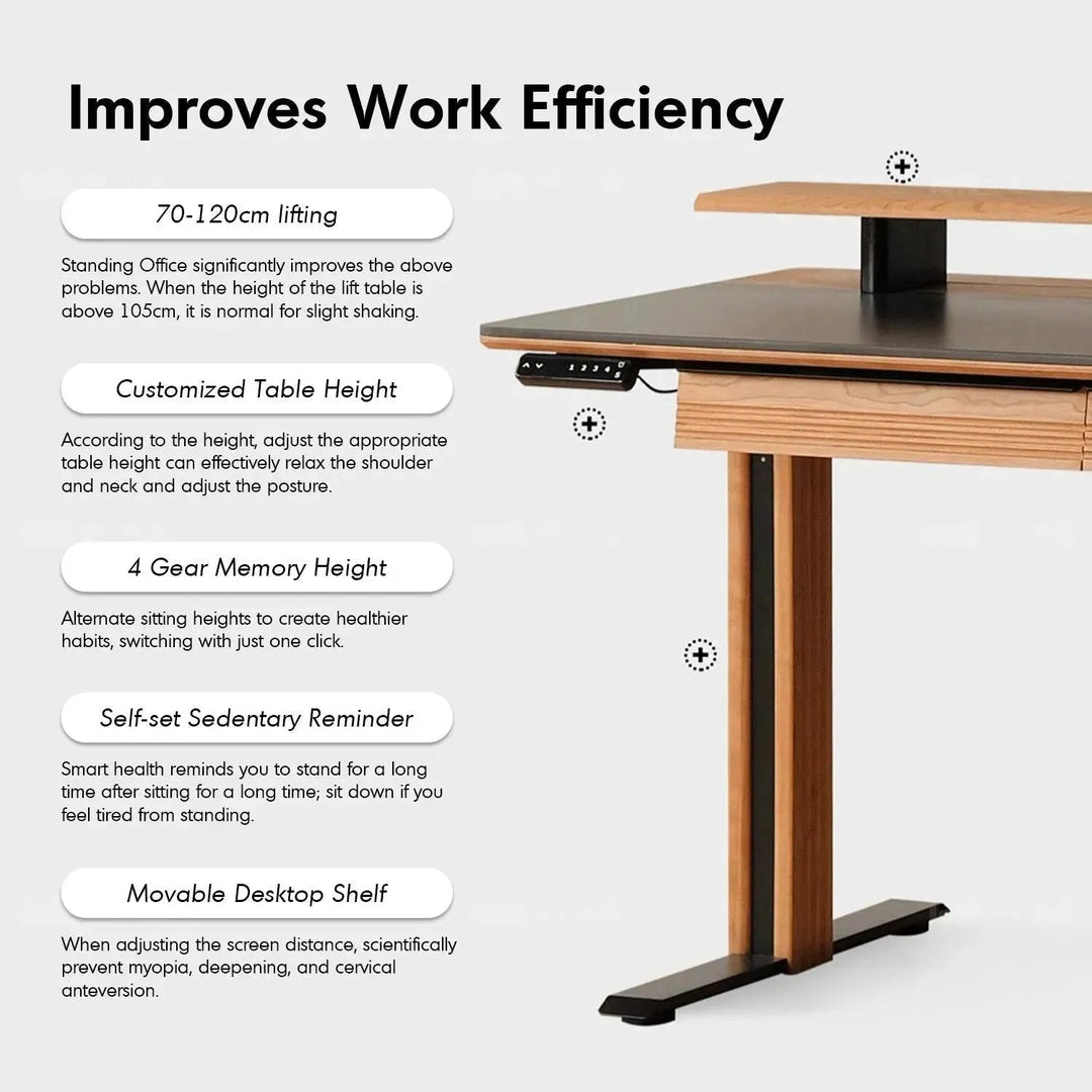 Scandinavian Sintered Stone Electric Height Adjustable Study Table ENCHANTED