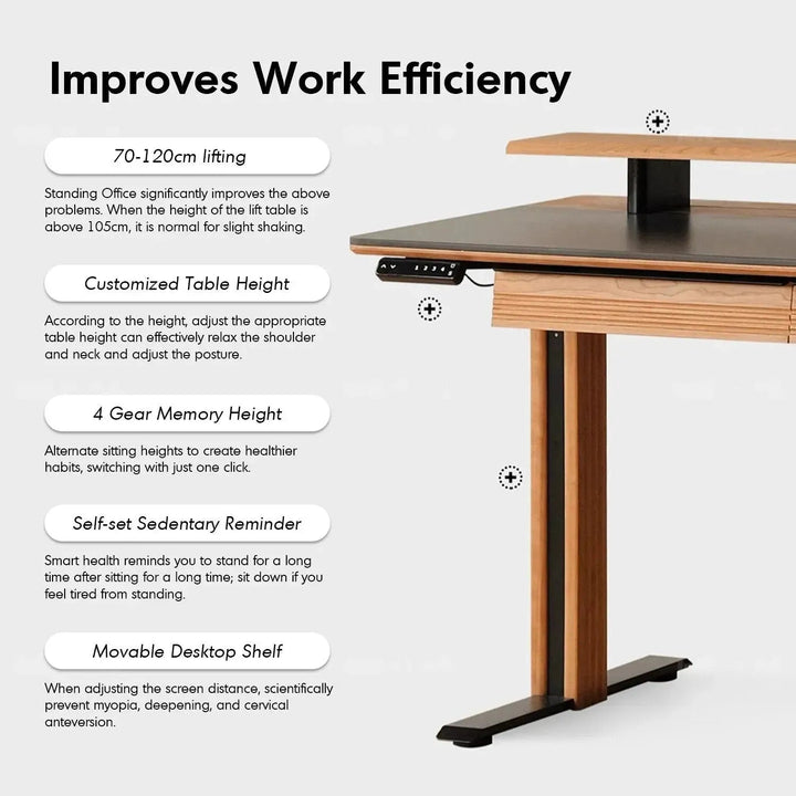 Scandinavian Sintered Stone Electric Height Adjustable Study Table ENCHANTED