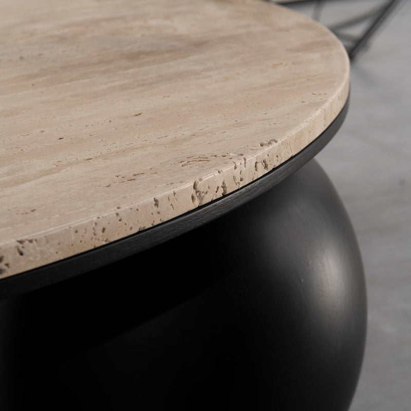 Japandi Travertine Stone Coffee Table MUCKETY Material Details Chart