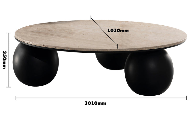 Japandi Travertine Stone Coffee Table MUCKETY Size Chart