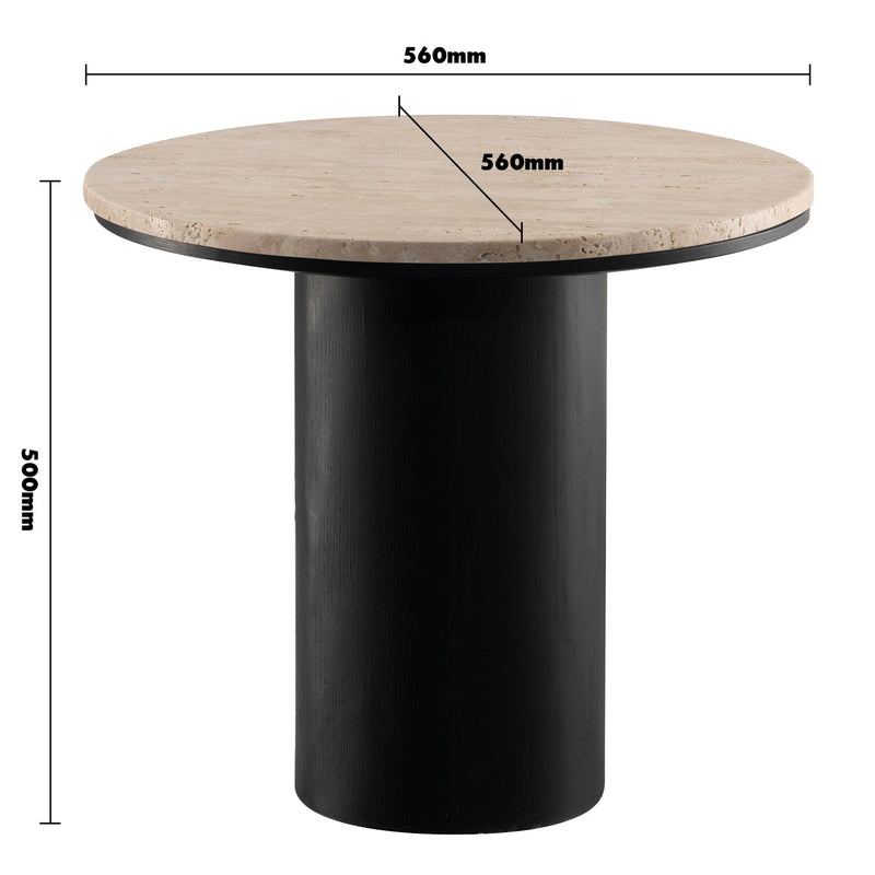 Japandi Travertine Stone Side Table MUCKETY Size Chart