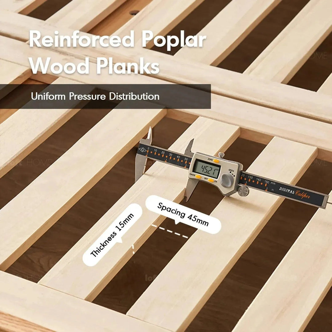 Scandinavian oak wood platform bed novella environmental situation.