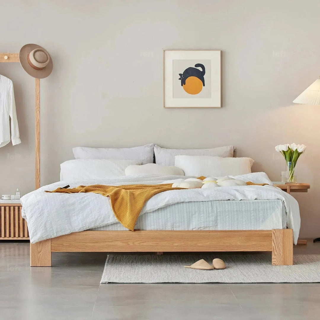 Scandinavian Oak Wood Platform Bed NOVELLA