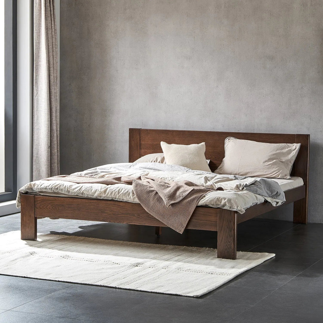 Scandinavian Oak Wood Bed VELORA